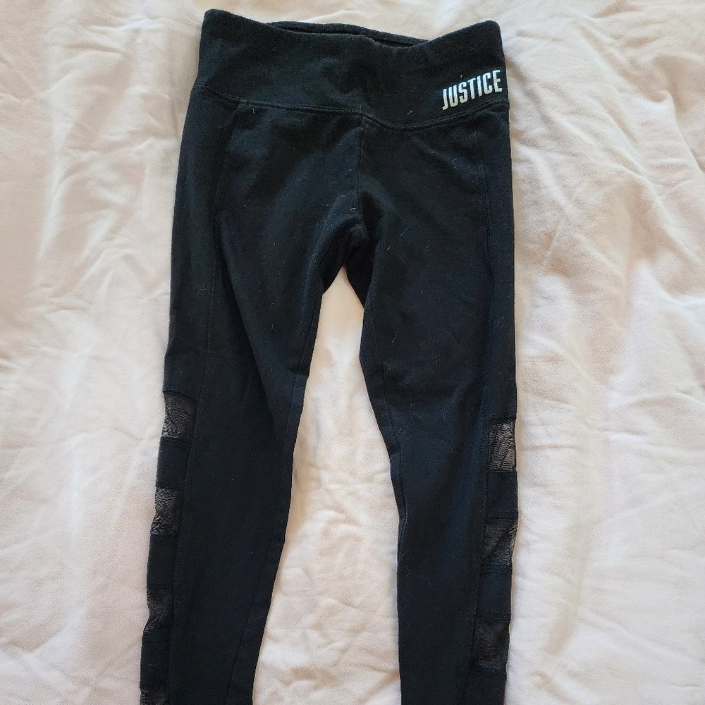 Justice Girls Active Leggings with Mesh Details in Lower Leg Size 8